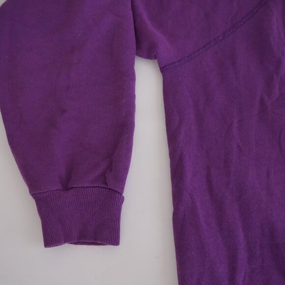VTG Hanes Purple Cotton Blend Patchwork Quilt Graphic Mosaic Sweatshirt M - Picture 8 of 9